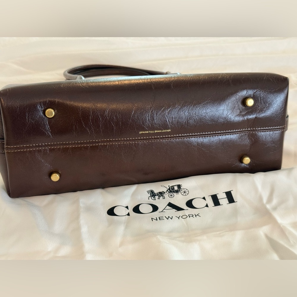 Coach Empire Carryall Bag 34 Glazed Leather Brass/Maple - Picture 8 of 16